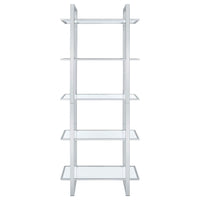 Hartford 79-inch 5-shelf Glass Bookshelf Chrome