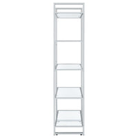 Hartford 79-inch 5-shelf Glass Bookshelf Chrome