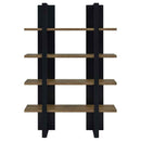 Danbrook 71-inch 4-shelf Bookshelf Black and Aged Walnut