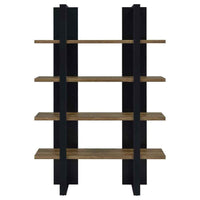 Danbrook 71-inch 4-shelf Bookshelf Black and Aged Walnut