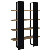 Danbrook 71-inch 4-shelf Bookshelf Black and Aged Walnut