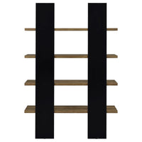 Danbrook 71-inch 4-shelf Bookshelf Black and Aged Walnut