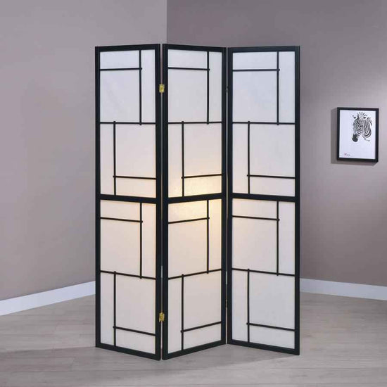Damis 3-Panel Room Divider Folding Shoji Screen Black