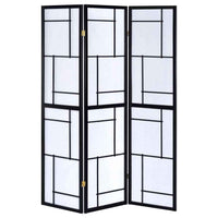 Damis 3-Panel Room Divider Folding Shoji Screen Black