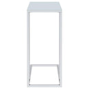 Stella White Glass Top C-Shaped Sofa Side Table Chrome