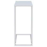 Stella White Glass Top C-Shaped Sofa Side Table Chrome