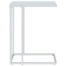 Stella White Glass Top C-Shaped Sofa Side Table Chrome