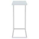 Stella White Glass Top C-Shaped Sofa Side Table Chrome