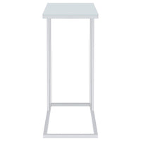 Stella White Glass Top C-Shaped Sofa Side Table Chrome