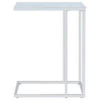 Stella White Glass Top C-Shaped Sofa Side Table Chrome
