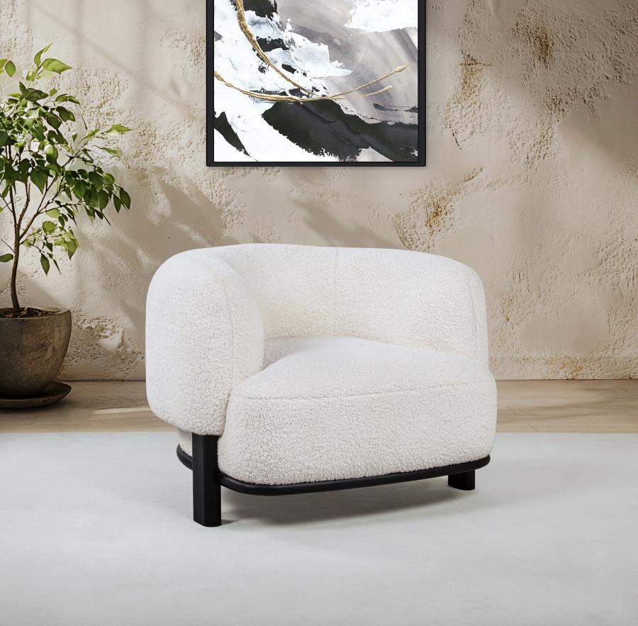 Home & Sleep Outlet - Lawler Upholstered Barrel Back Accent Chair Ivory and Black