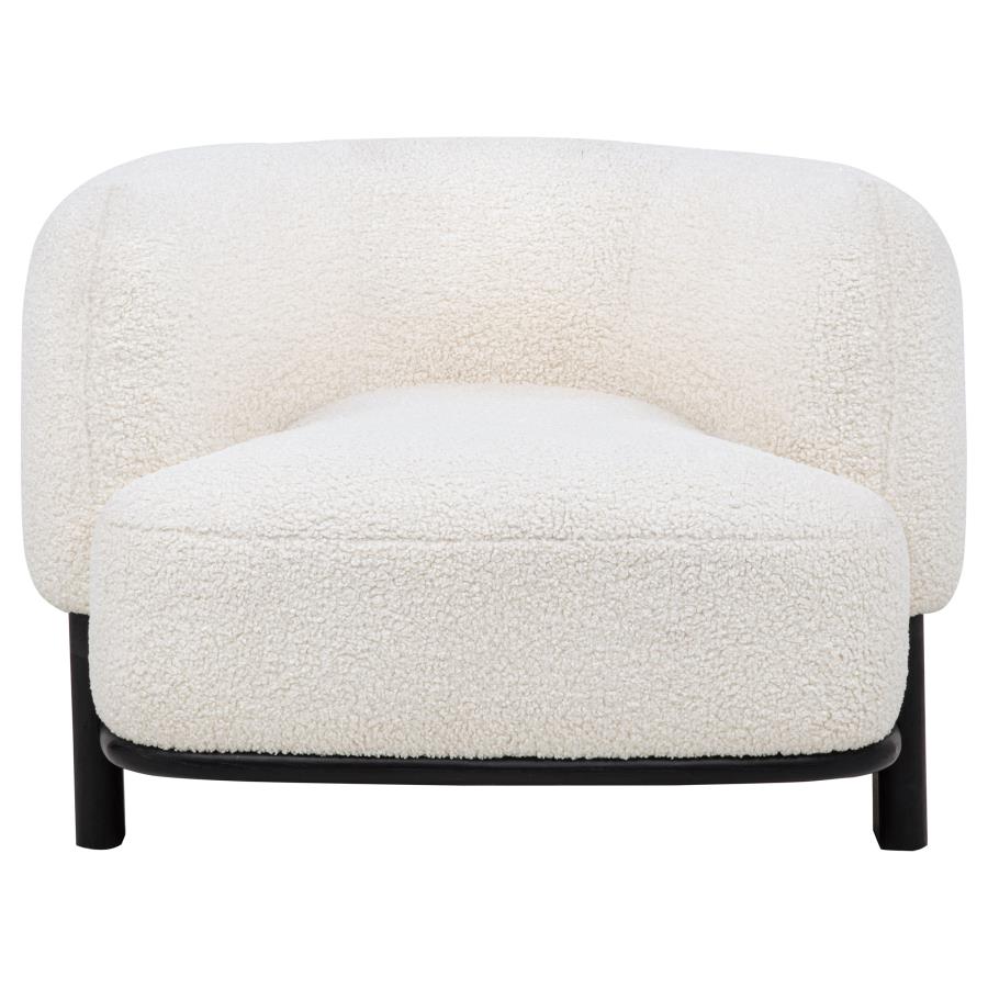Home & Sleep Outlet - Lawler Upholstered Barrel Back Accent Chair Ivory and Black