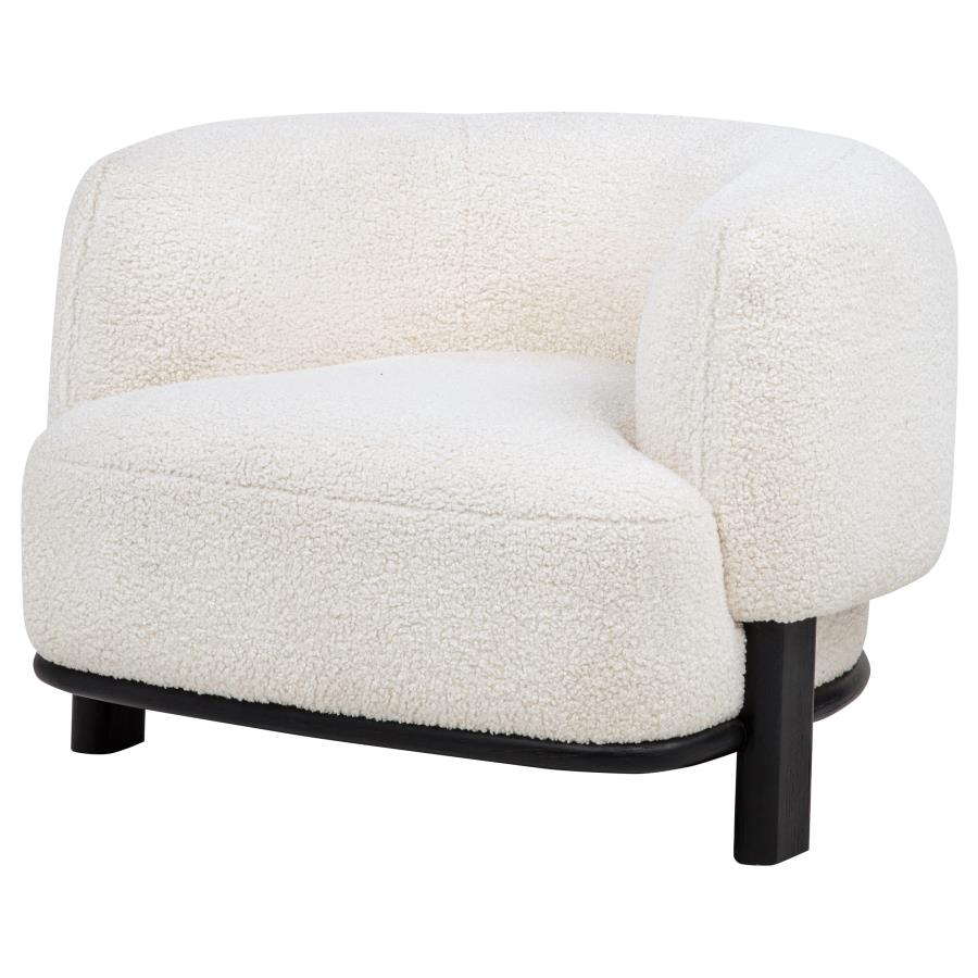 Home & Sleep Outlet - Lawler Upholstered Barrel Back Accent Chair Ivory and Black