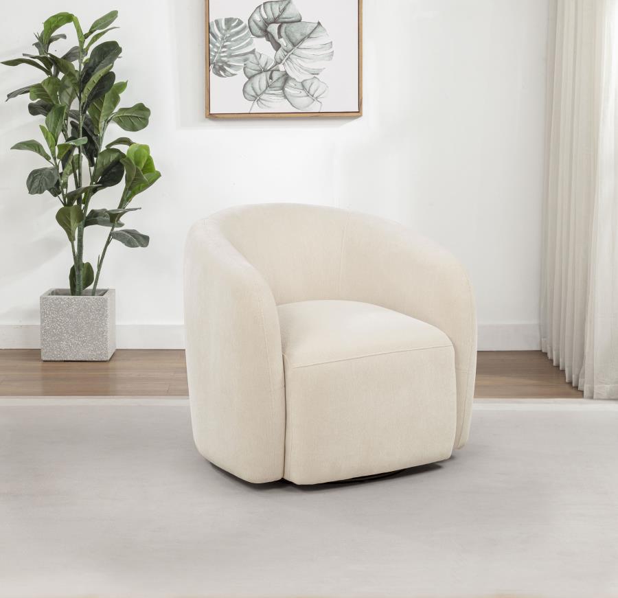Home & Sleep Outlet - Gerley Chenille Upholstered Swivel Accent Chair Beige