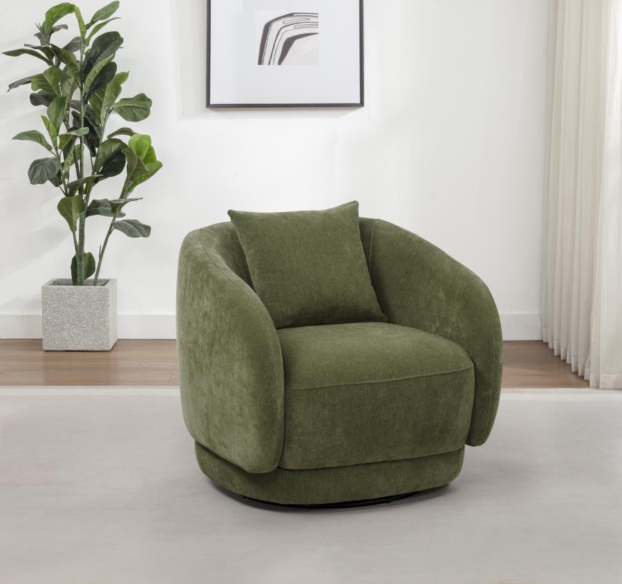 Home & Sleep Outlet - Arnaud Chenille Upholstered Swivel Accent Chair Green