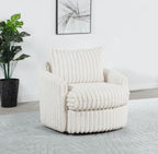 Home & Sleep Outlet - Sarco Corduroy Upholstered Swivel Accent Arm Chair Ivory
