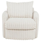 Home & Sleep Outlet - Sarco Corduroy Upholstered Swivel Accent Arm Chair Ivory