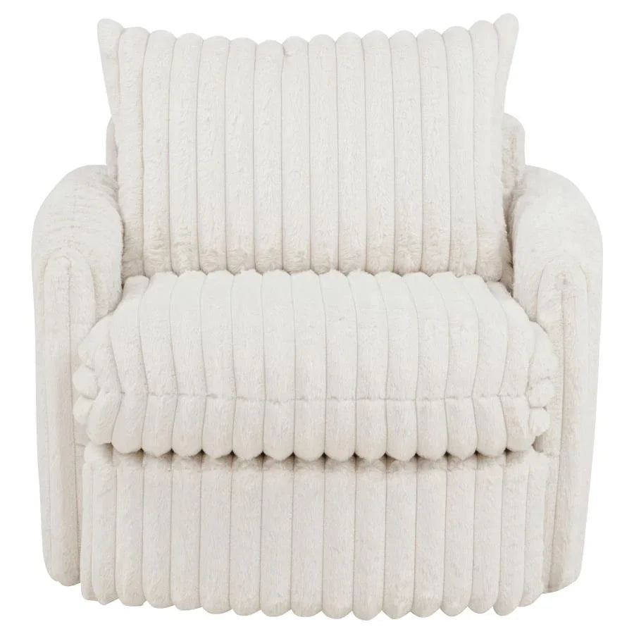 Home & Sleep Outlet - Sarco Corduroy Upholstered Swivel Accent Arm Chair Ivory