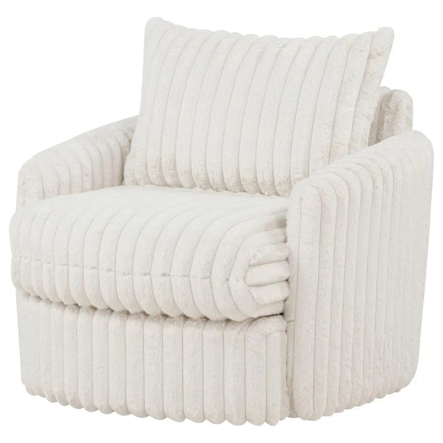 Home & Sleep Outlet - Sarco Corduroy Upholstered Swivel Accent Arm Chair Ivory