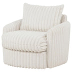 Home & Sleep Outlet - Sarco Corduroy Upholstered Swivel Accent Arm Chair Ivory