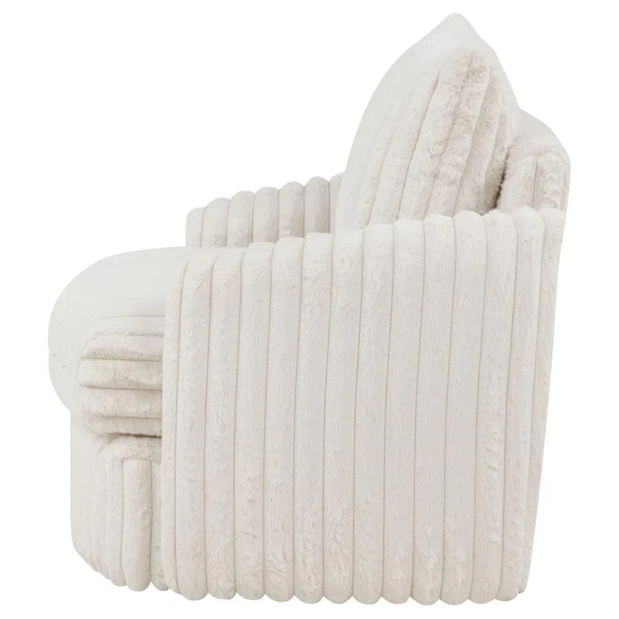 Home & Sleep Outlet - Sarco Corduroy Upholstered Swivel Accent Arm Chair Ivory