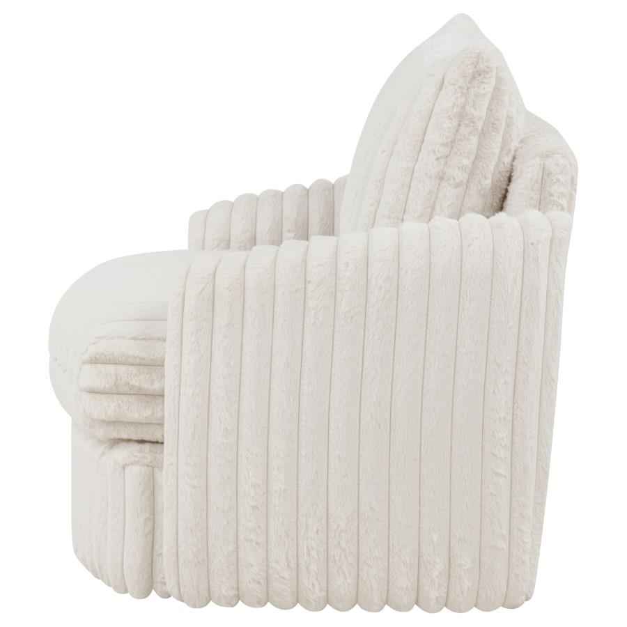 Sarco Corduroy Upholstered Swivel Accent Arm Chair Ivory