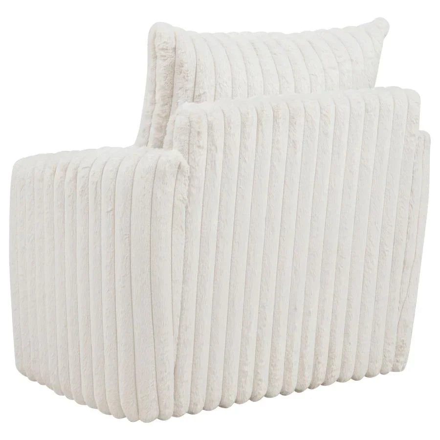 Home & Sleep Outlet - Sarco Corduroy Upholstered Swivel Accent Arm Chair Ivory
