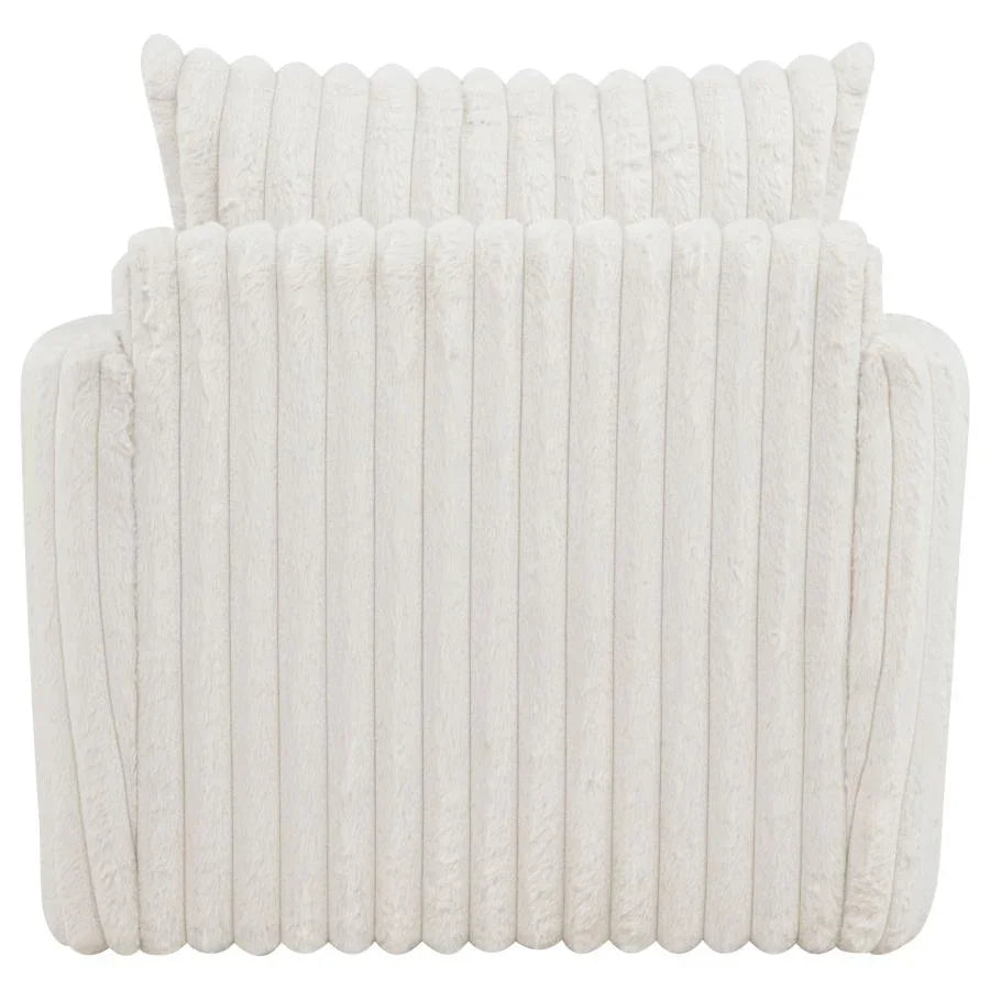 Home & Sleep Outlet - Sarco Corduroy Upholstered Swivel Accent Arm Chair Ivory
