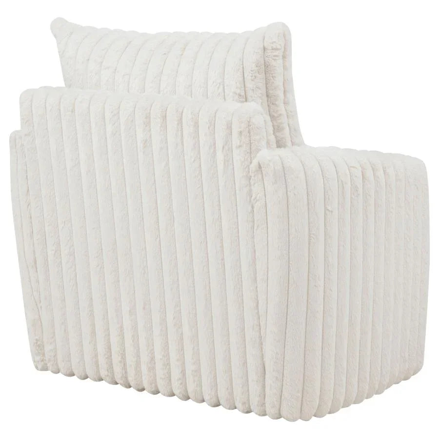 Home & Sleep Outlet - Sarco Corduroy Upholstered Swivel Accent Arm Chair Ivory