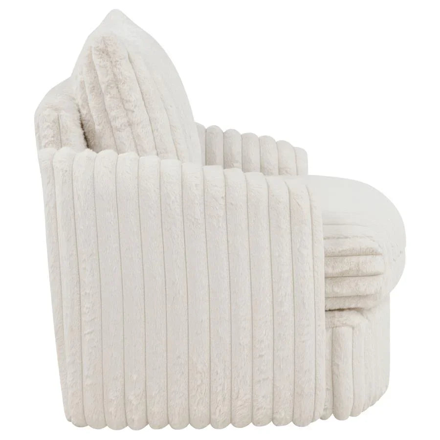 Home & Sleep Outlet - Sarco Corduroy Upholstered Swivel Accent Arm Chair Ivory