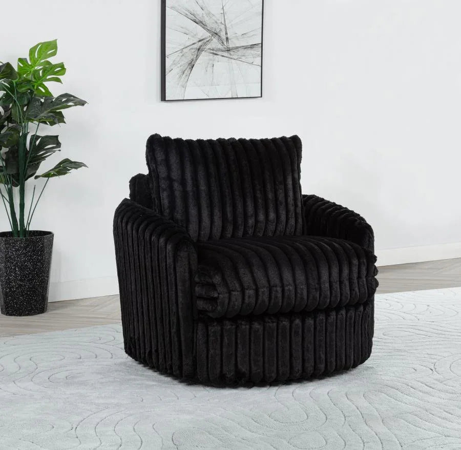 Home & Sleep Outlet - Sarco Corduroy Upholstered Swivel Accent Arm Chair Black