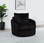 Home & Sleep Outlet - Sarco Corduroy Upholstered Swivel Accent Arm Chair Black