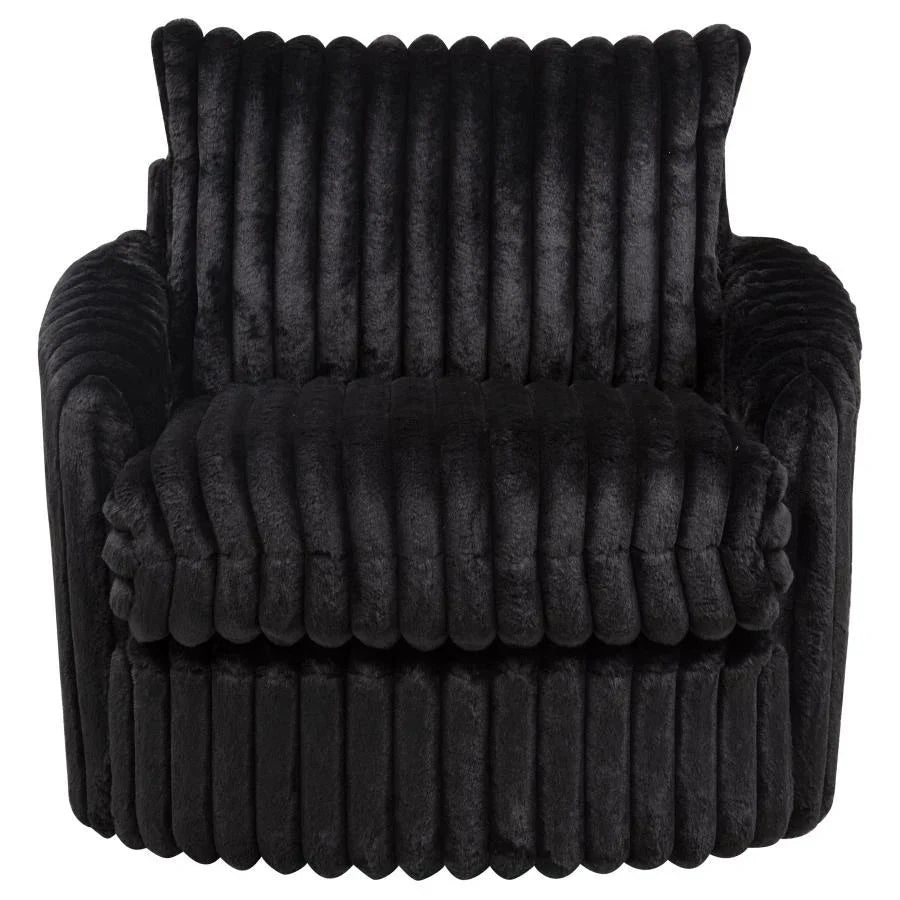 Home & Sleep Outlet - Sarco Corduroy Upholstered Swivel Accent Arm Chair Black