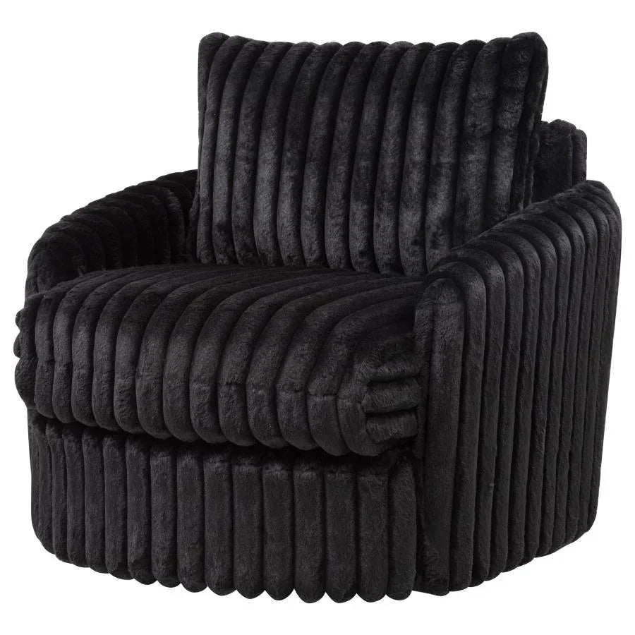 Home & Sleep Outlet - Sarco Corduroy Upholstered Swivel Accent Arm Chair Black
