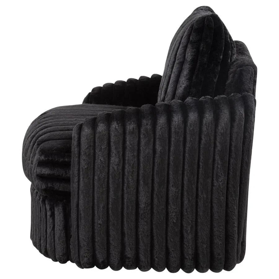 Home & Sleep Outlet - Sarco Corduroy Upholstered Swivel Accent Arm Chair Black