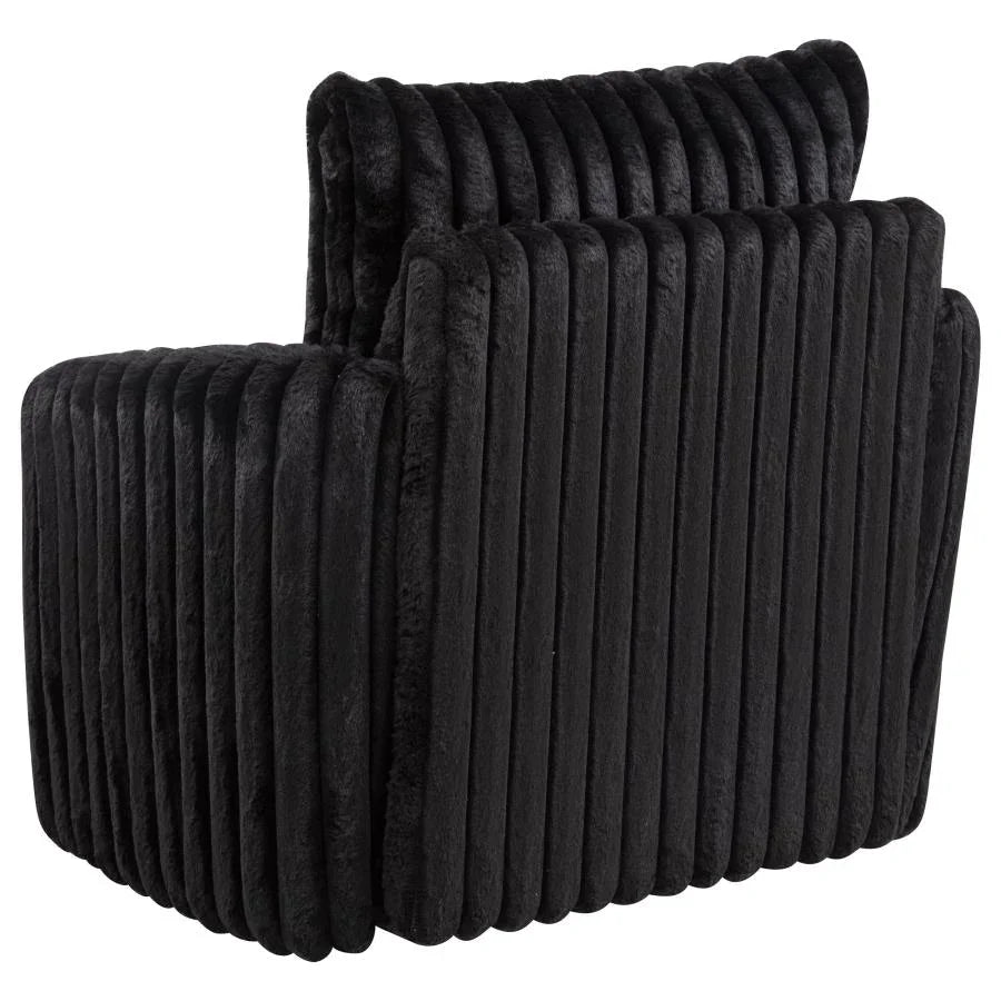Home & Sleep Outlet - Sarco Corduroy Upholstered Swivel Accent Arm Chair Black