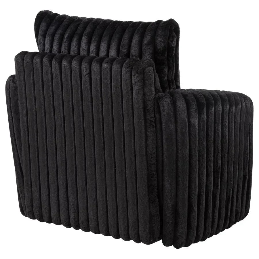Home & Sleep Outlet - Sarco Corduroy Upholstered Swivel Accent Arm Chair Black