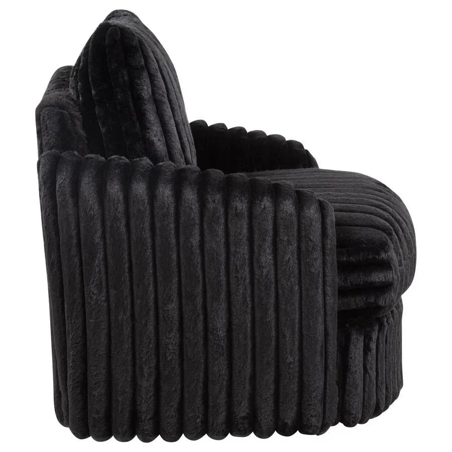 Home & Sleep Outlet - Sarco Corduroy Upholstered Swivel Accent Arm Chair Black