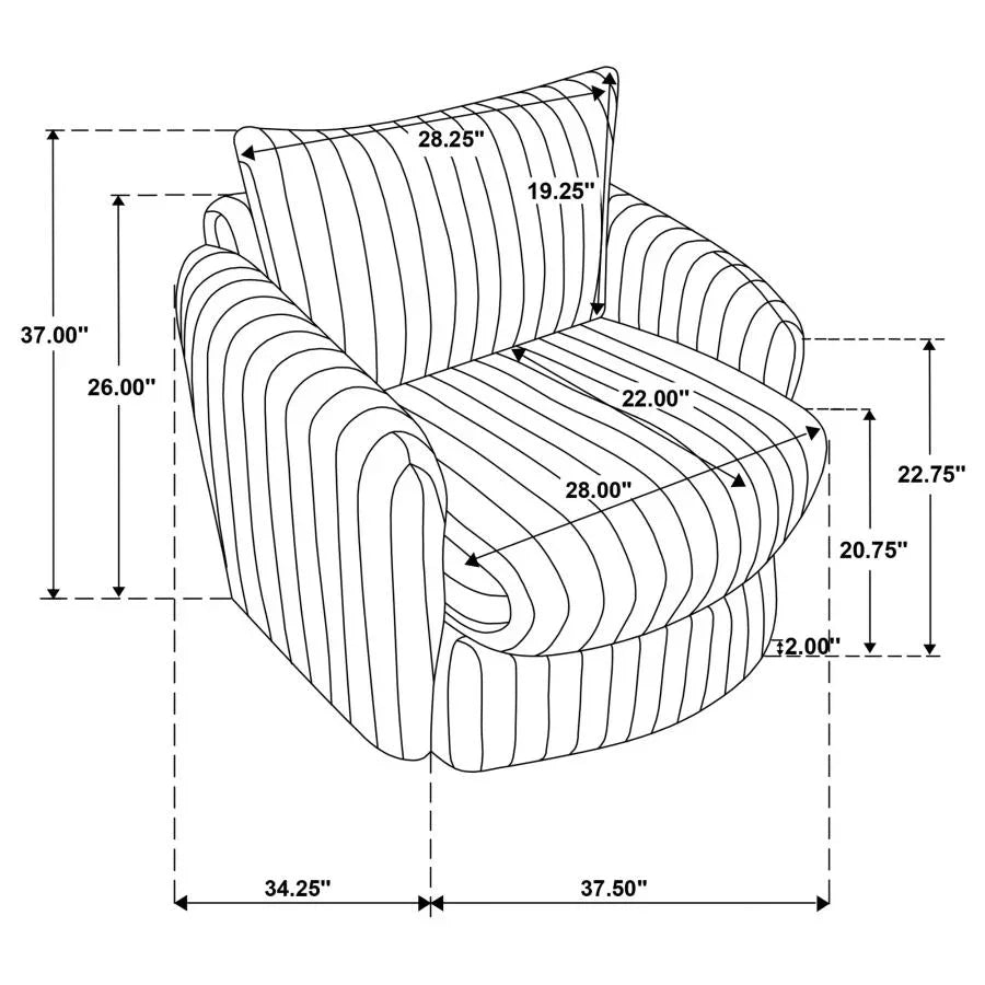 Home & Sleep Outlet - Sarco Corduroy Upholstered Swivel Accent Arm Chair Black
