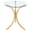 Eloise Round Glass Top Curved Metal Side Table Gold