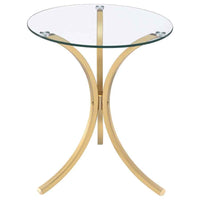 Eloise Round Glass Top Curved Metal Side Table Gold