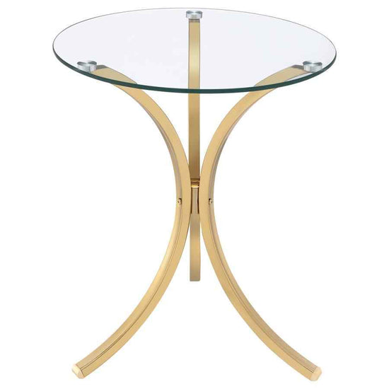 Eloise Round Glass Top Curved Metal Side Table Gold