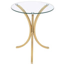 Eloise Round Glass Top Curved Metal Side Table Gold