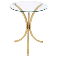 Eloise Round Glass Top Curved Metal Side Table Gold