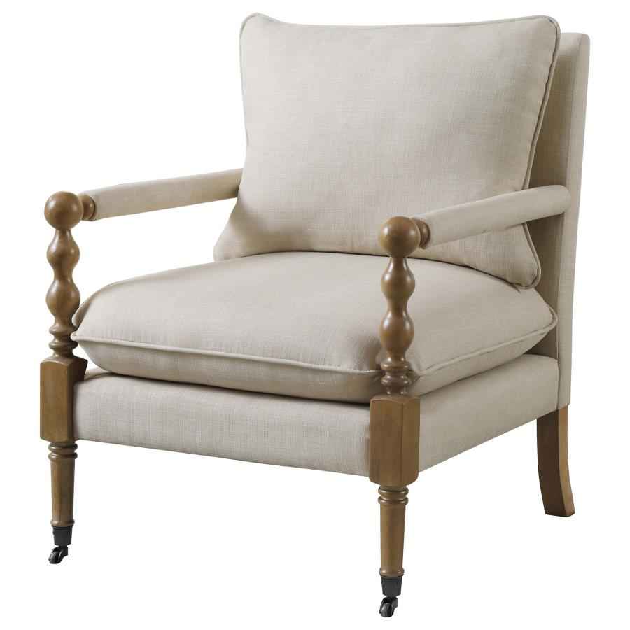 Dempsy Upholstered Accent Chair with Casters Beige - Home & Sleep Outlet