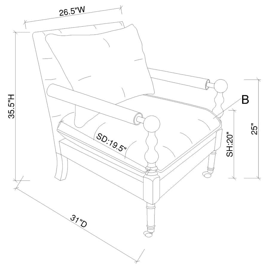 Dempsy Upholstered Accent Chair with Casters Beige - Home & Sleep Outlet