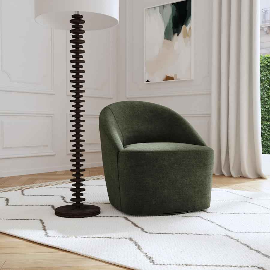 Leon Upholstered Barrel Accent Swivel Chair Hunter Green - Home & Sleep Outlet