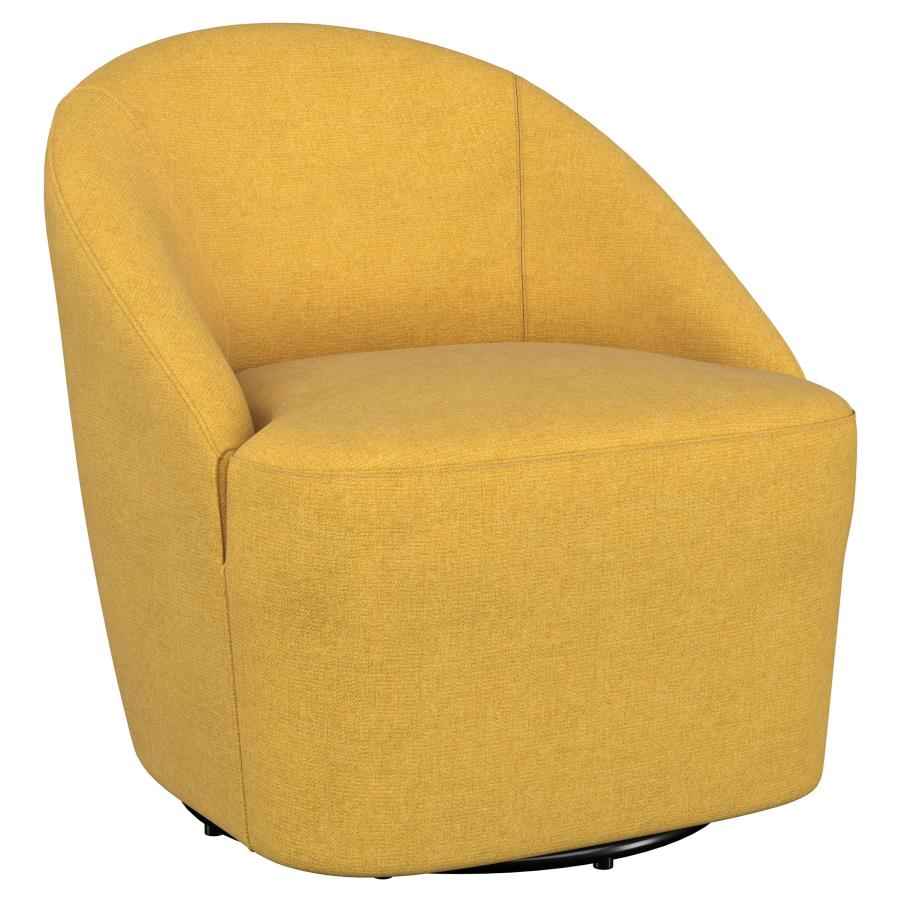 Leon Upholstered Barrel Accent Swivel Chair Mustard Yellow - Home & Sleep Outlet