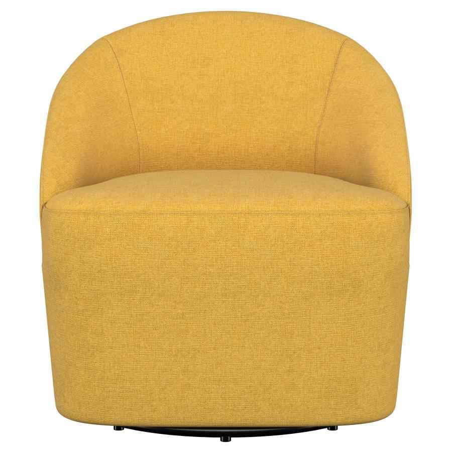 Leon Upholstered Barrel Accent Swivel Chair Mustard Yellow - Home & Sleep Outlet