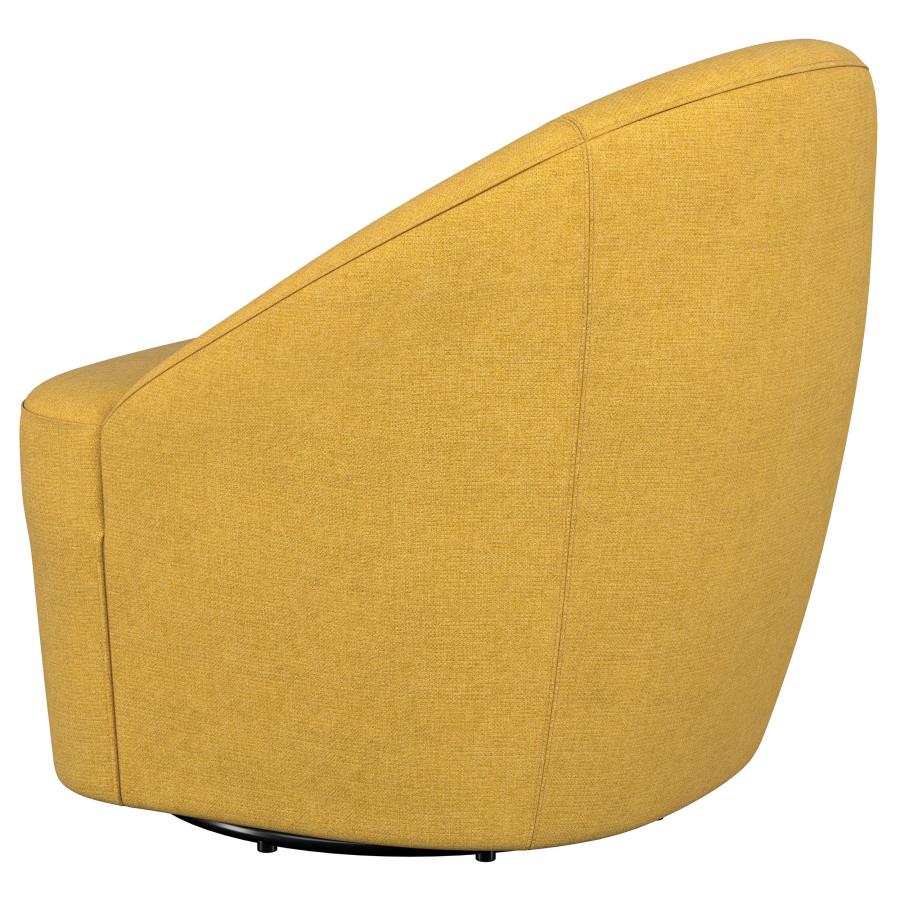 Leon Upholstered Barrel Accent Swivel Chair Mustard Yellow - Home & Sleep Outlet